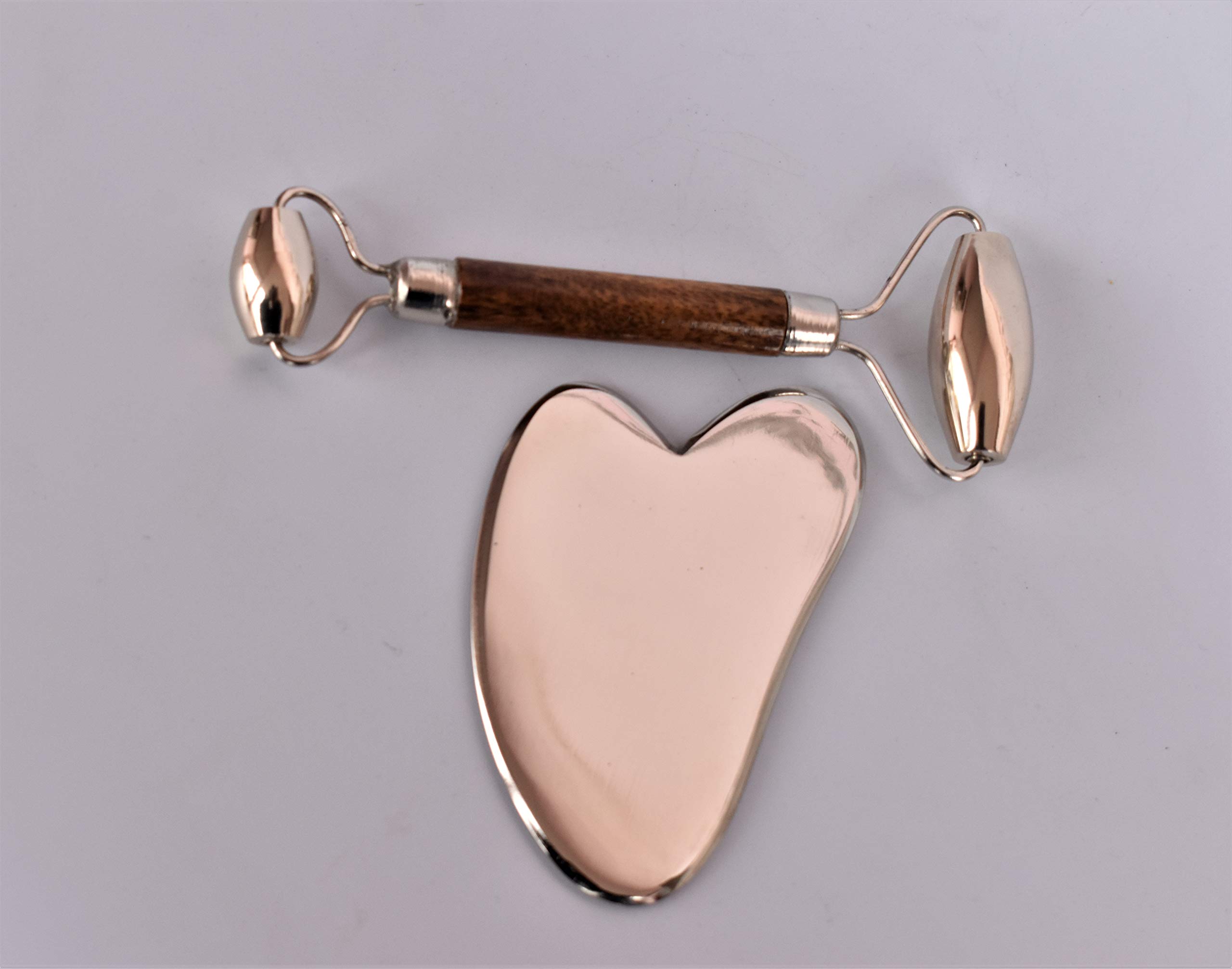Kansa Bronze Roller for Face-Natural Kansa Gua Sha Massage Tool Massage Scraping Tool ? Muscle Pain Relief, Stress Release and Breaking Tissue (Combo set of 1)