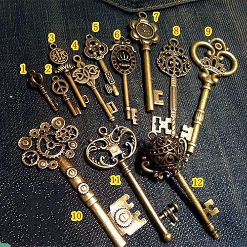 bouti1583 Vintage Skeleton Keys Charm Set Royal Key in Antique