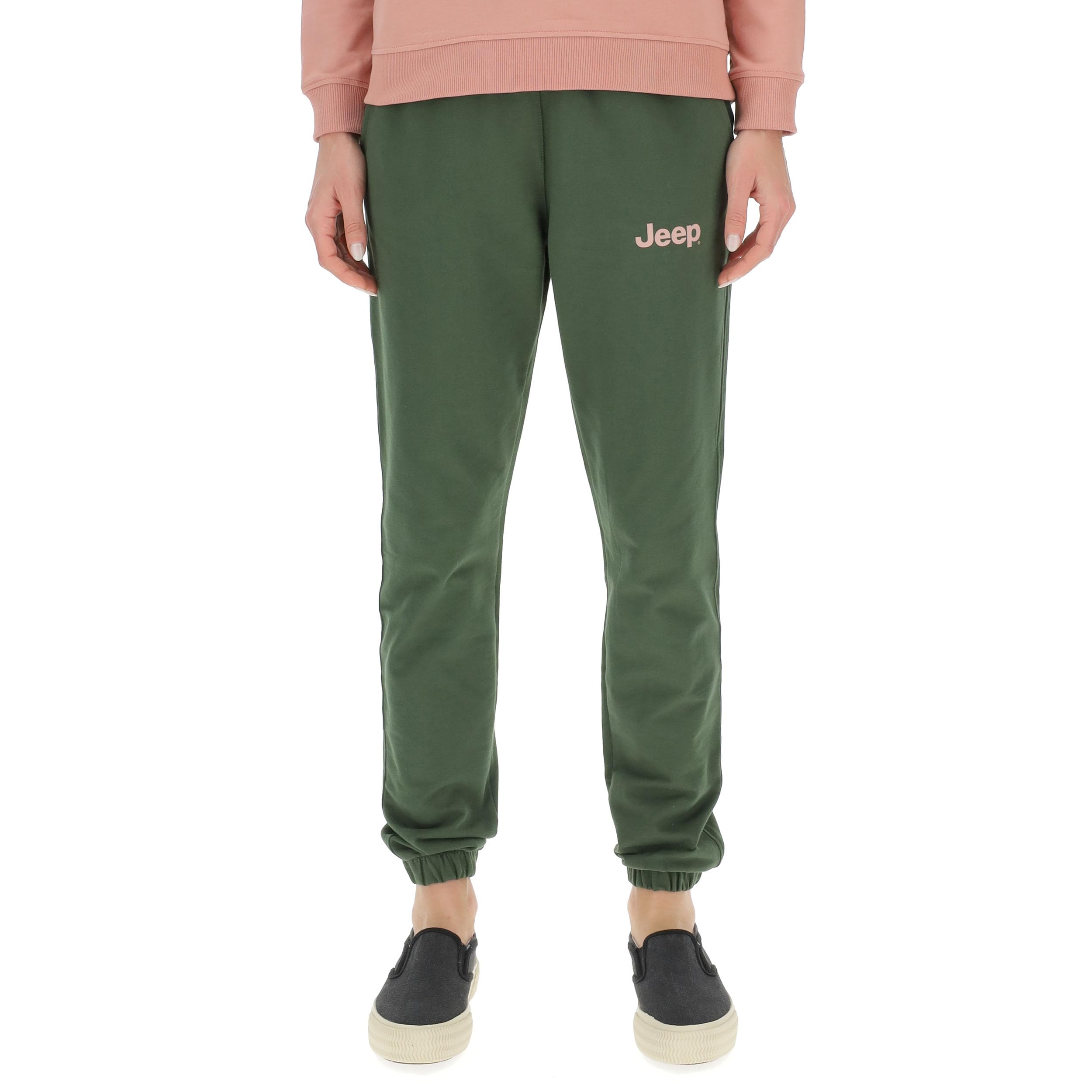 Jeep Womens J Woman Sweatpants Small Print J24s Trouser, Rifle Green/Dusty Ro, S EU