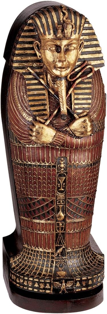 King Tutankhamen's Egyptian Mummy Sarcophagus Coffin DVD Storage Cabinet, 27 Inch, Gold Leaf