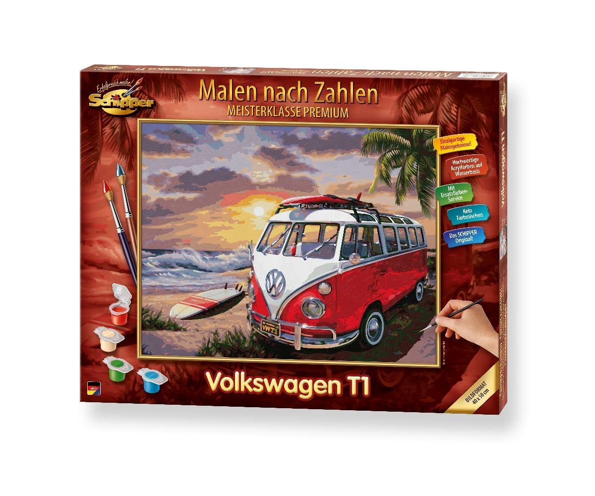 Schipper 609130861 Dipingere con i Numeri, Volkswagen T1, dipingendo Immagini per Adulti, Inclusi pennelli e Colori acrilici, 40 x 50 cm