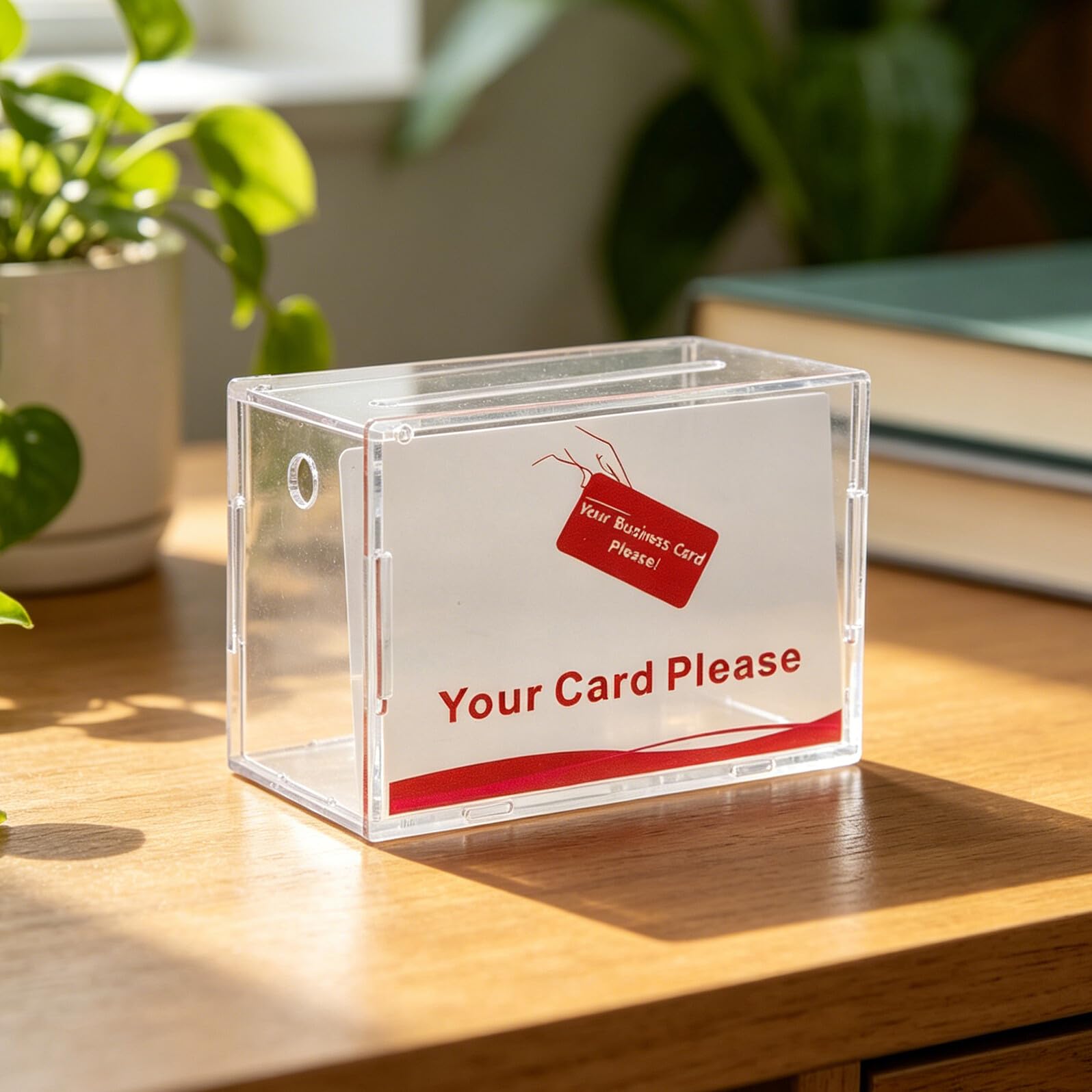 SHINEOFI Porta Biglietti da Visita Trasparente in Acrilico Grande Capacità, Facile Accesso e Slot Unico per Dispenser, per Eventi di Raccolta Fondi e Reception