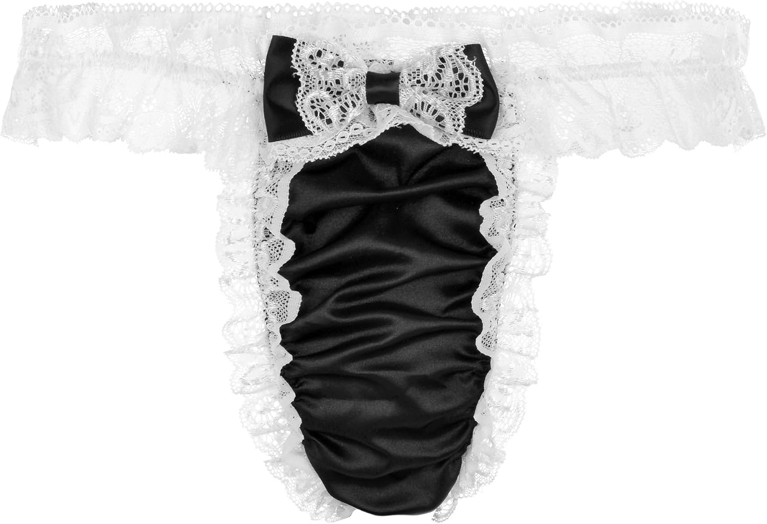 Satini Men's Satin Frilly Sissy Thong Tanga Knickers Briefs Panties - Image 8