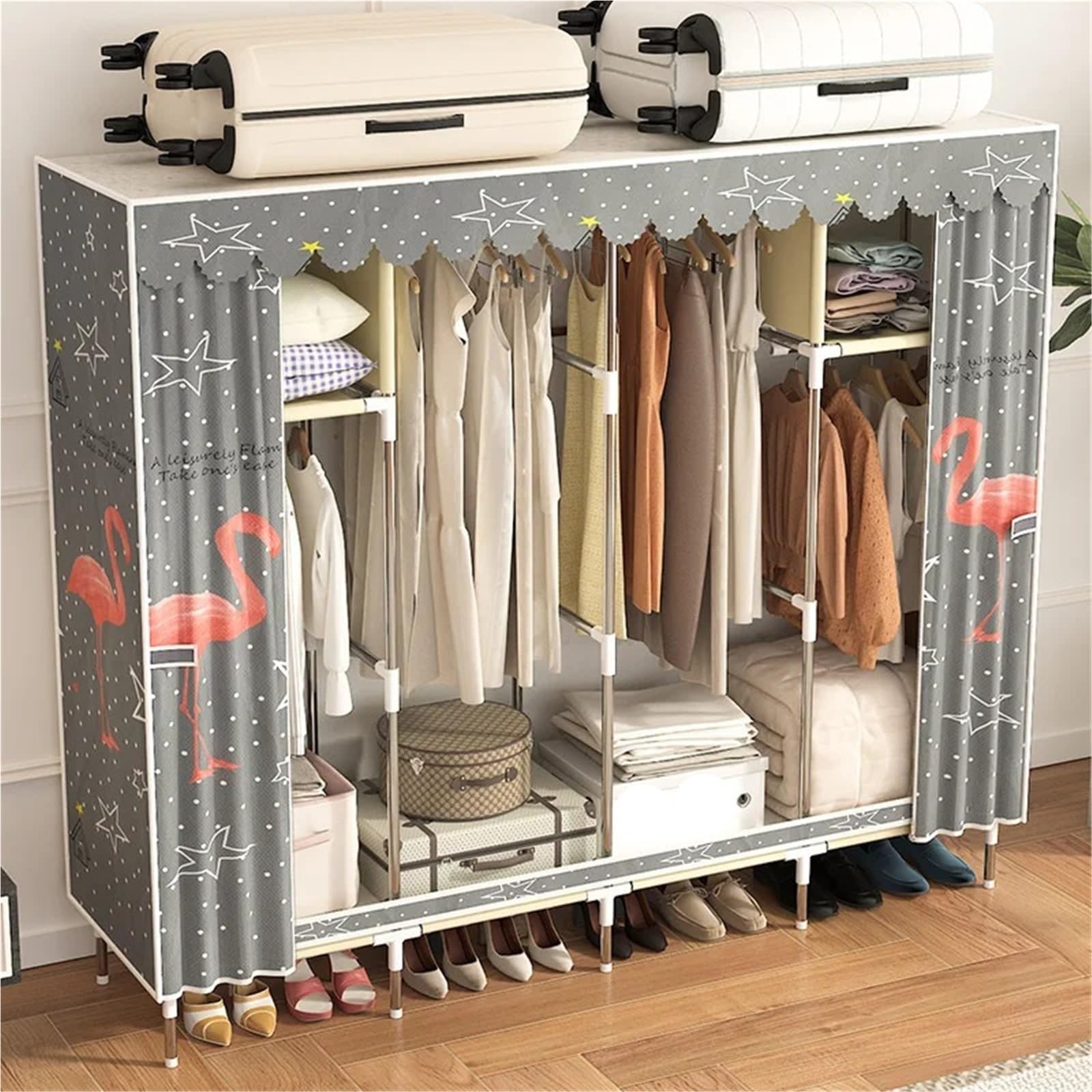 Kleiderschrank aus Segeltuch, Kleiderschrank aus Stoff, Aufbewahrungsschrank für das Schlafzimmer im Haushalt, verdickt und verdickt