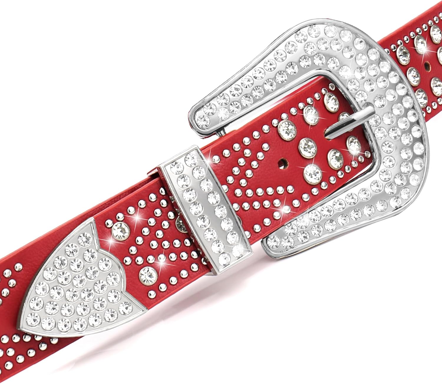 Women Rhinestone Belt, Bling y2k Western Cowgirl Men Cowboy Faux Leather Studded Belts for Jeans Pants - Image 2