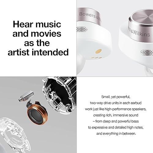 Vista 11 de Bowers & Wilkins Pi5 Auriculares intrauditivos inalámbricos, 4 micrófonos integrados, Bluetooth 5.0 con Qualcomm aptX, cancelación de ruido Negro