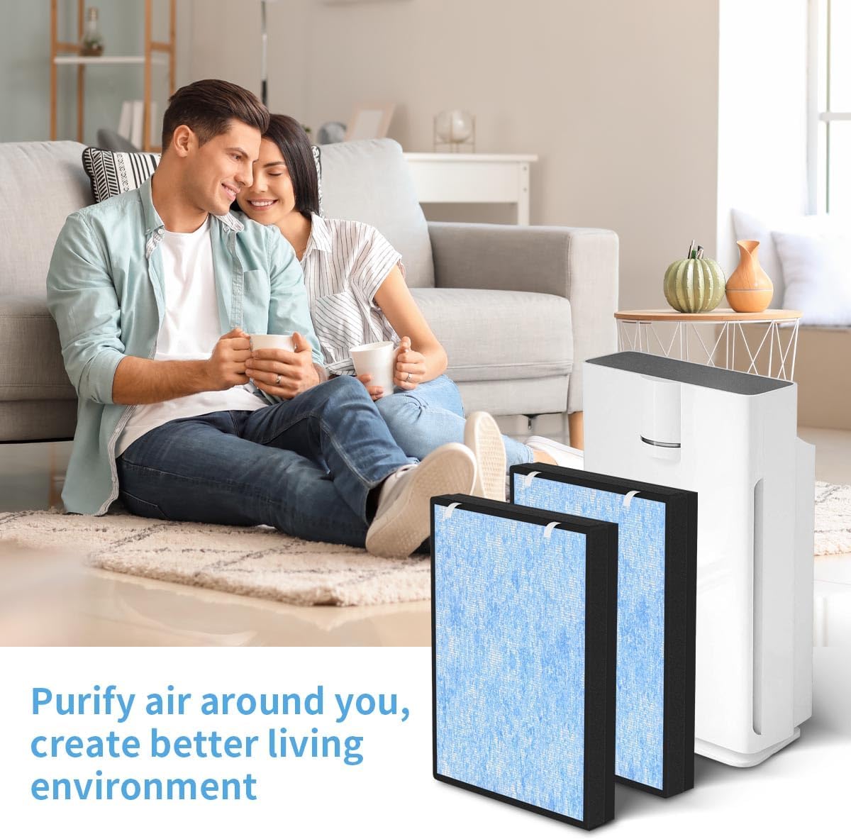 SAKEGDY HSP002 Replacement Filter Compatible with Hathaspace Smart True air puri fier 2.0 Filter HSP002 4-in-1 H13 True filter, 2 Pack - Image 6