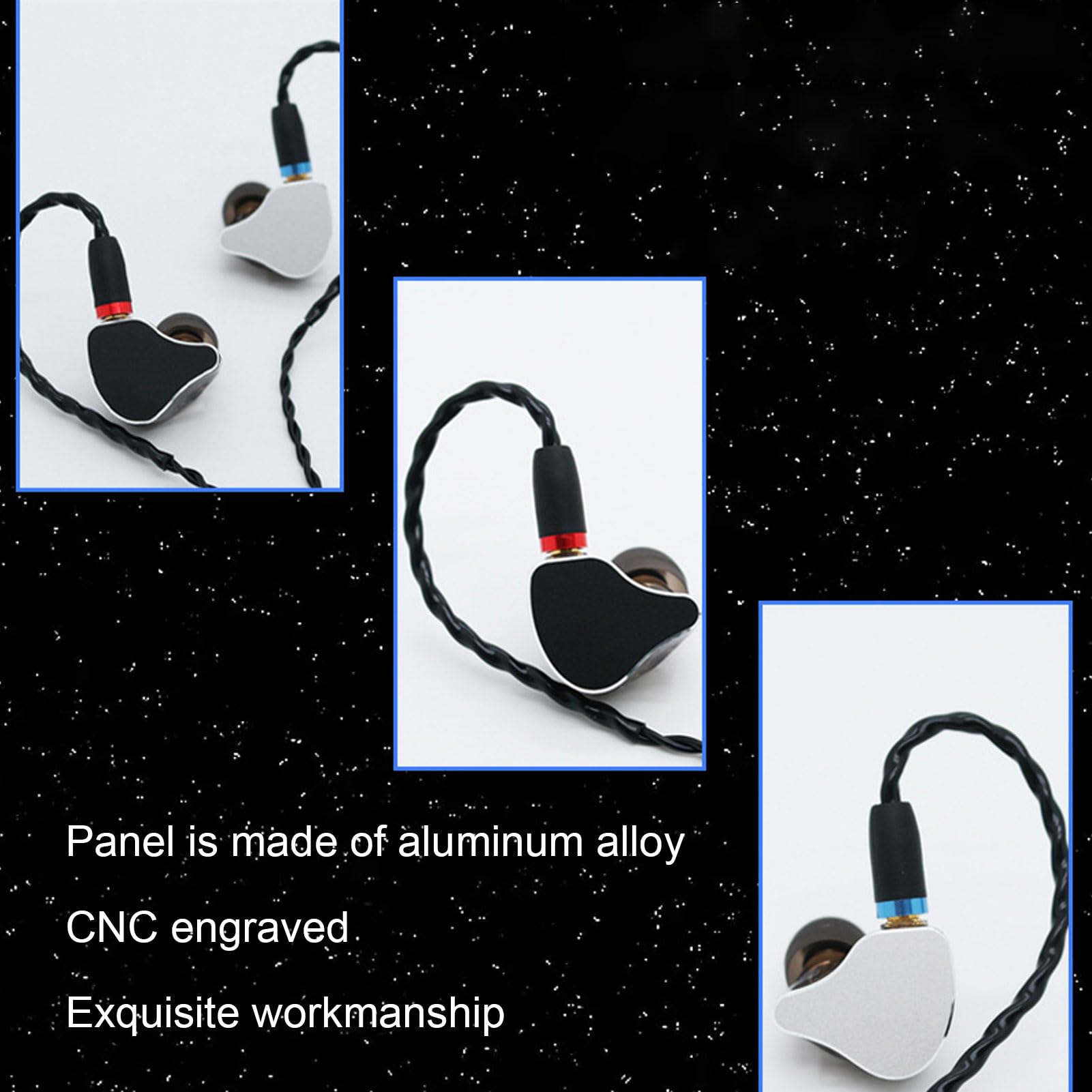IEM Auricolari Monitor Auricolari Cablati Diaframma Biologico da 10 Mm Suono Stereo HiFi Cavo Placcato Argento Staccabile con Spina Placcata Oro da 3,5 Mm per Musicisti (SILVER)