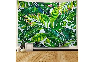 Heopapin Tapestry Palm Tapestry Tropical Green Leaves Wall Decor