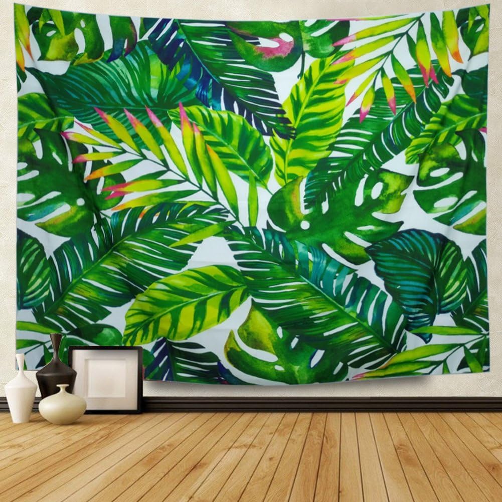 Heopapin Tapestry Palm Tapestry Palm Tree Leaves Wall Tapestry Watercolor Leaf Print Tapestry Green Tropical Leaves Wall Hanging Banana Leaves Tapestry for Living Room Bedroom Dorm Decor