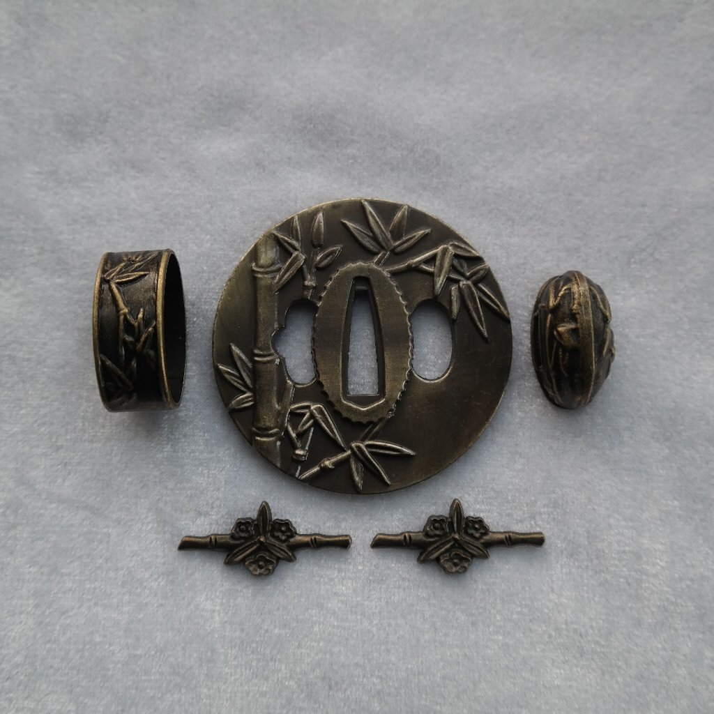 Boyu Japanese Samurai Sword KOSHIRAE TSUBA FUCHI KASHIRA MENUKI