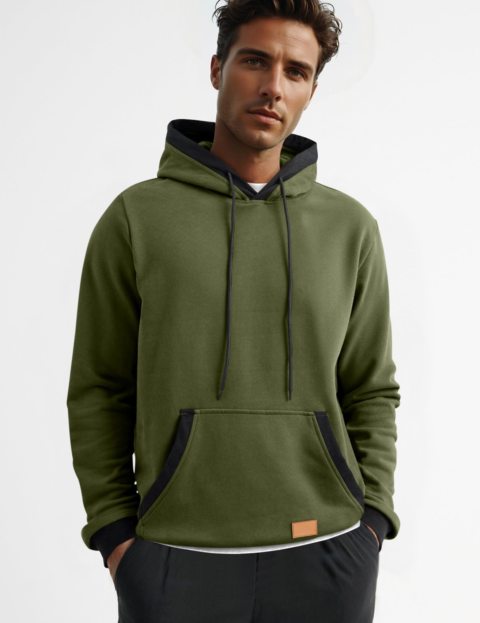 JMIERR Kapuzenpullover Herren Langarm Hoodie Herren Warm Pullover mit Kapuze Casual Kapuzenjacke Hoodie Baumwolle Sweatshirt Kordelzug Hoody mit Tasche