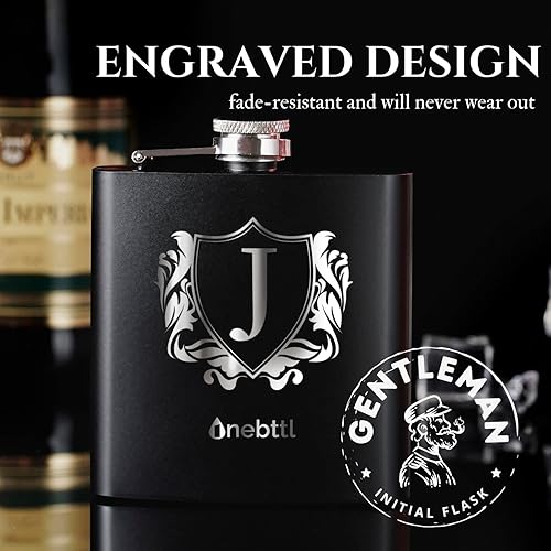Miniatura 2 de Onebttl Frascos para licor con iniciales, frasco de cadera de acero inoxidable con monograma de 6 onzas para hombres y mujeres, divertido regalo