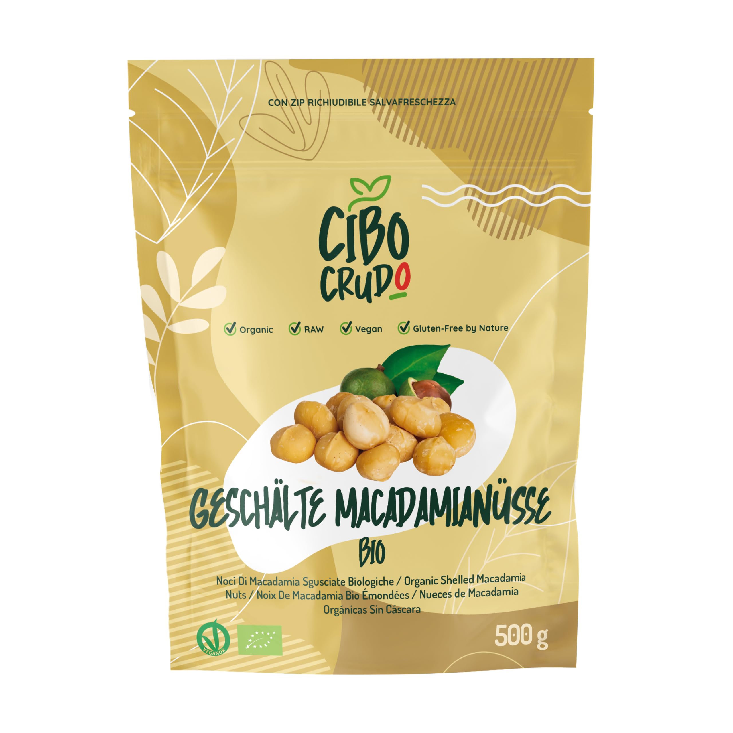Bio Macadamianüsse Kerne - 500g. Macadamia Nüsse ohne Schale. Naturbelassen Roh und Ungesalzen. Reich an Mineralsalzen Ballaststoffen und Kohlenhydraten.