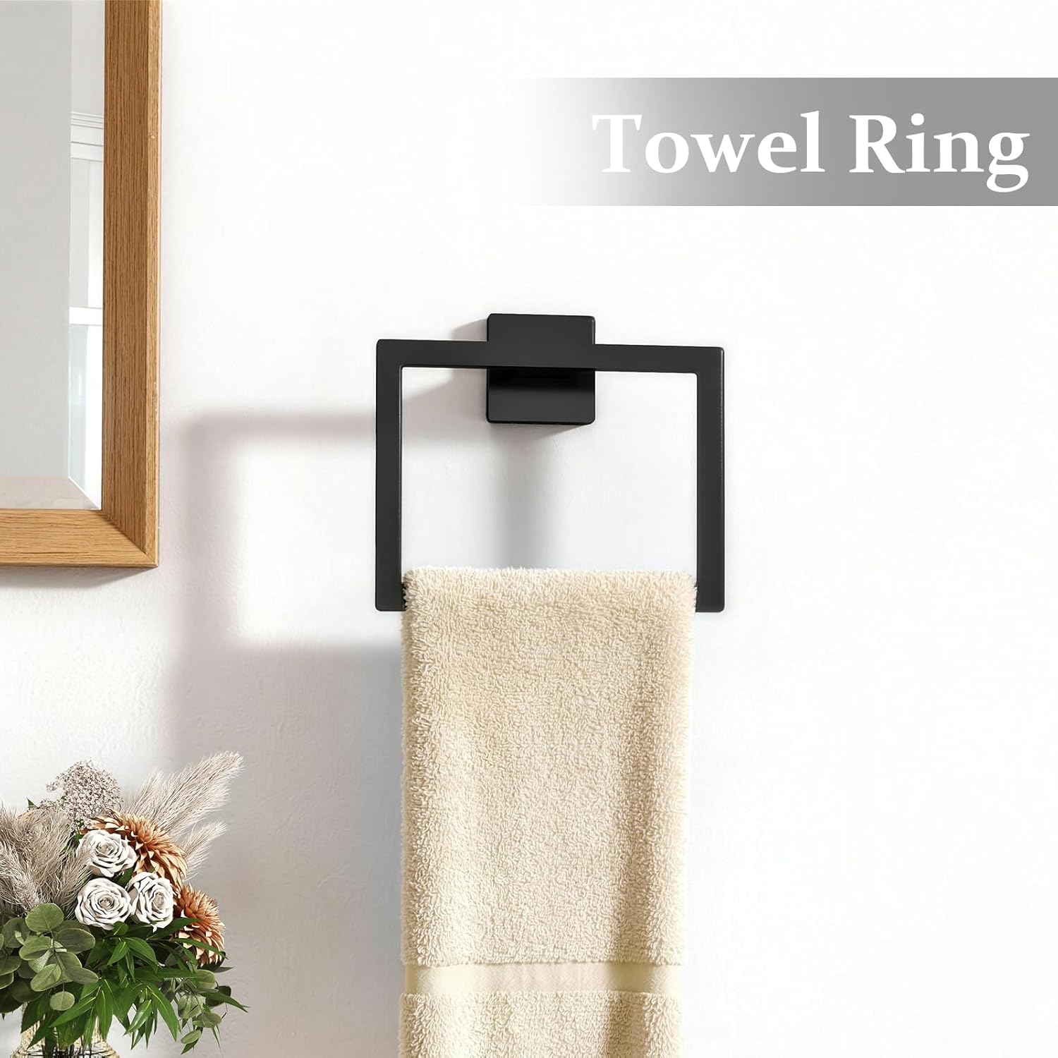 STWWO Matte Black Bathroom Accessories Hardware Set 5-Piece, Stainless Steel Towel Racks for Bathroom, 16 Inch Bath Towel Bar Set Wall Mounted