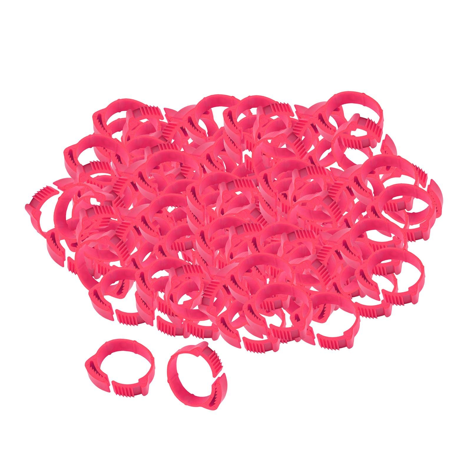 MYADDICTIONMYADDICTION 100x Chicken Leg Rings 001-100 Duck Chicks Leg Band Clip Rose Red