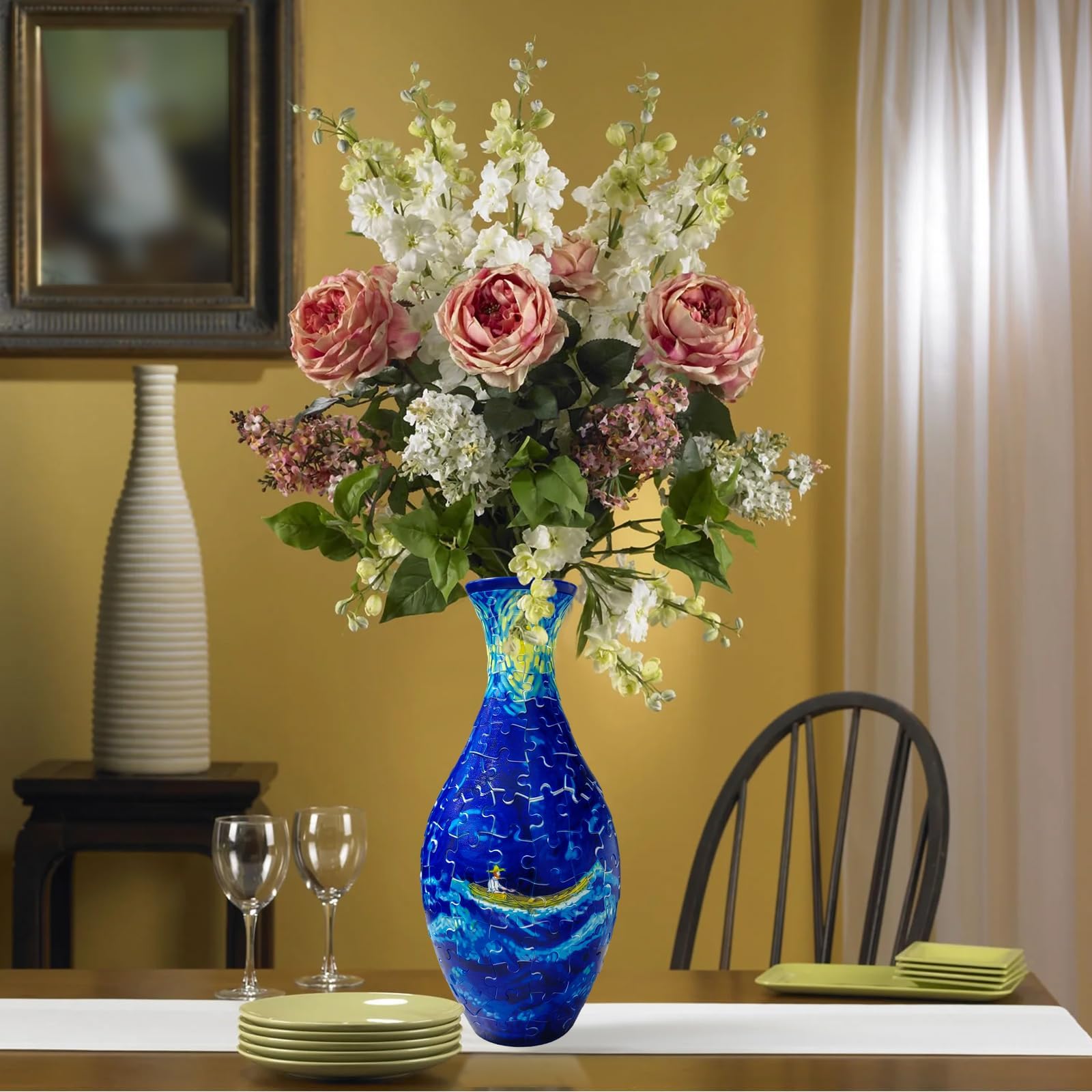 Plastic Arts Puzzle Vase for Adults Arc Design Puzzle Vase Multipurpose Decorative 3D Jigsaw for Arrangement Office Home Decoration