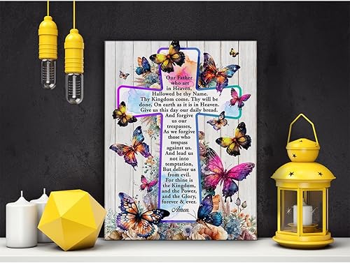 Miniatura 4 de Póster cristiano motivacional inspirador, arte de pared para decoración del hogar, positivo del Señor, mariposas florales, cruz, lienzo impreso con