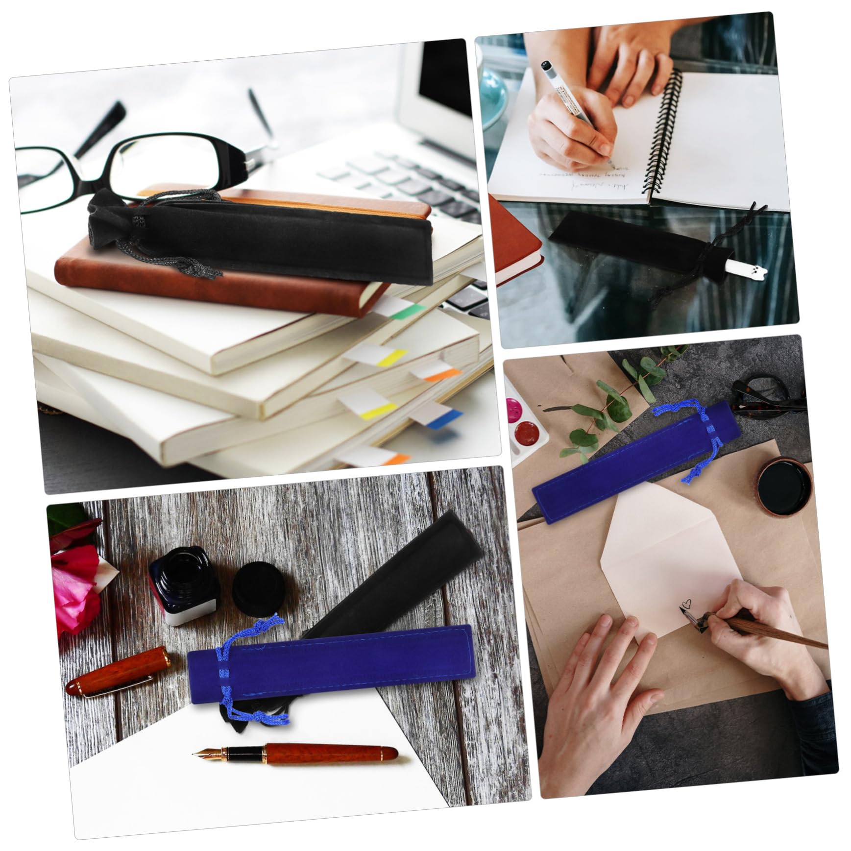 NUOBESTY 3 Ensembles Porte-Stylo Simple De Cordon Stylo De Crayon Sacoche Rangement Sacoche De Rangement Pochettes pour Stylos Sacs De Rangement pour Stylos Flanelle 50 Pièces * 3
