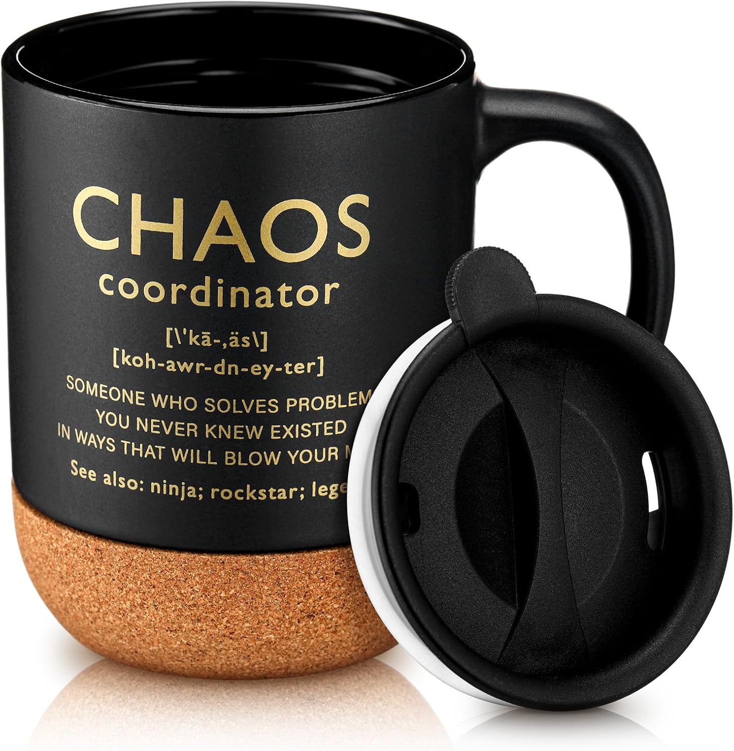 Remerry 1 Pcs Valentine's Chaos Coordinator Gifts Thank You Gift Employee Appreciation Coffee Mug Ceramic Coffee Mug Gift for Boss Manager Employee Coworker Friend Teacher Women Men (Black)