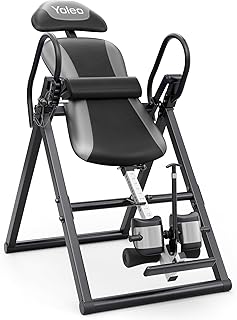 YOLEO Inversionsbank für Rückenschmerzen 2026, Faltbarer Inversionstisch mit abnehmbarem Lendenpolster, wendbare Knöchelhalterungen, einfache Montage