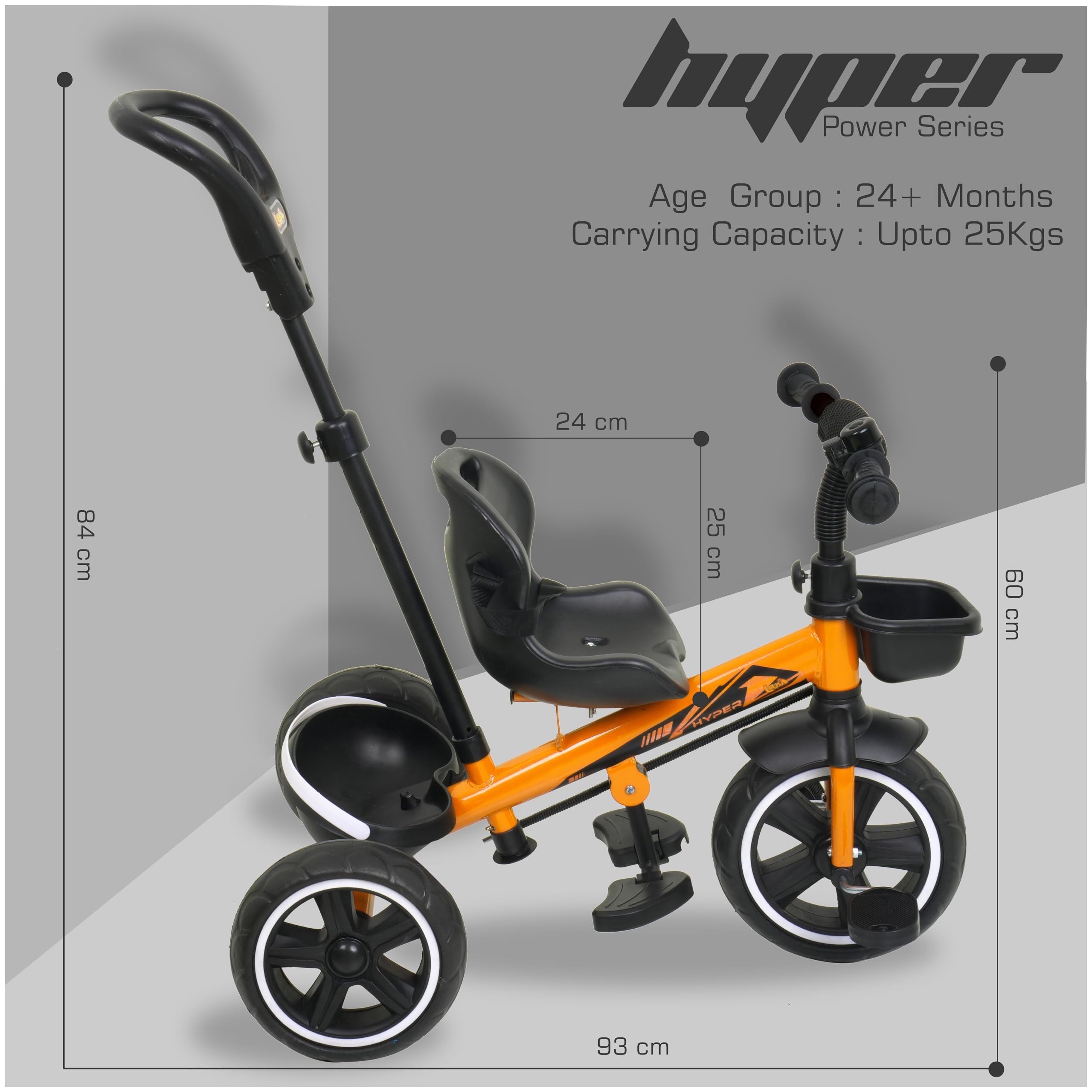 Luusa RX-500 Plug N Play Kids / Baby Tricycle with Parental Control , Cushion seat and seat Belt for 12 Months to 48 Months Boys / Girls / . Carrying Capacity Upto 30kgs ( Orange ) - Image 2 thumbnail