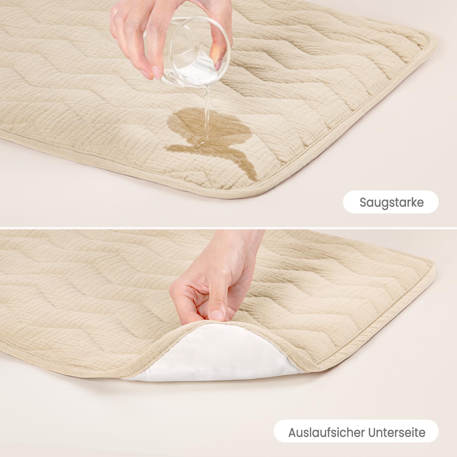 lulumoon Wickelauflagenbezug für Wickelauflage 75x85cm: Musselin Baumwolle mit hoher Saugfähigkeit – Auslaufsichere Rückseite – waschbarer Wickelauflage für Baby, 2 Pack