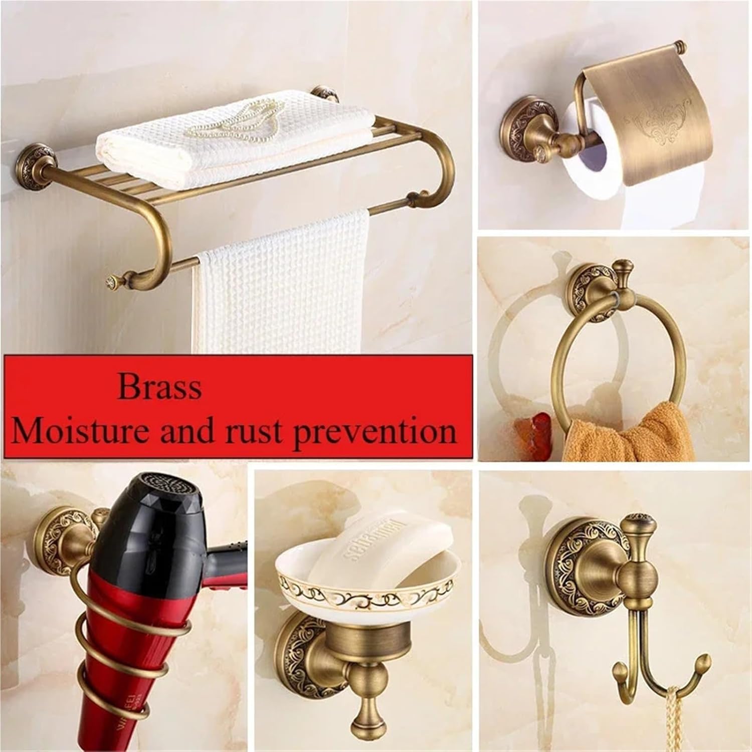 Bathroom Accessories Antique Brass Collection, Towel Ring, Paper Holder, Toilet, Coat Hook, Bath Rack, Soap Dish(Paper Holder)