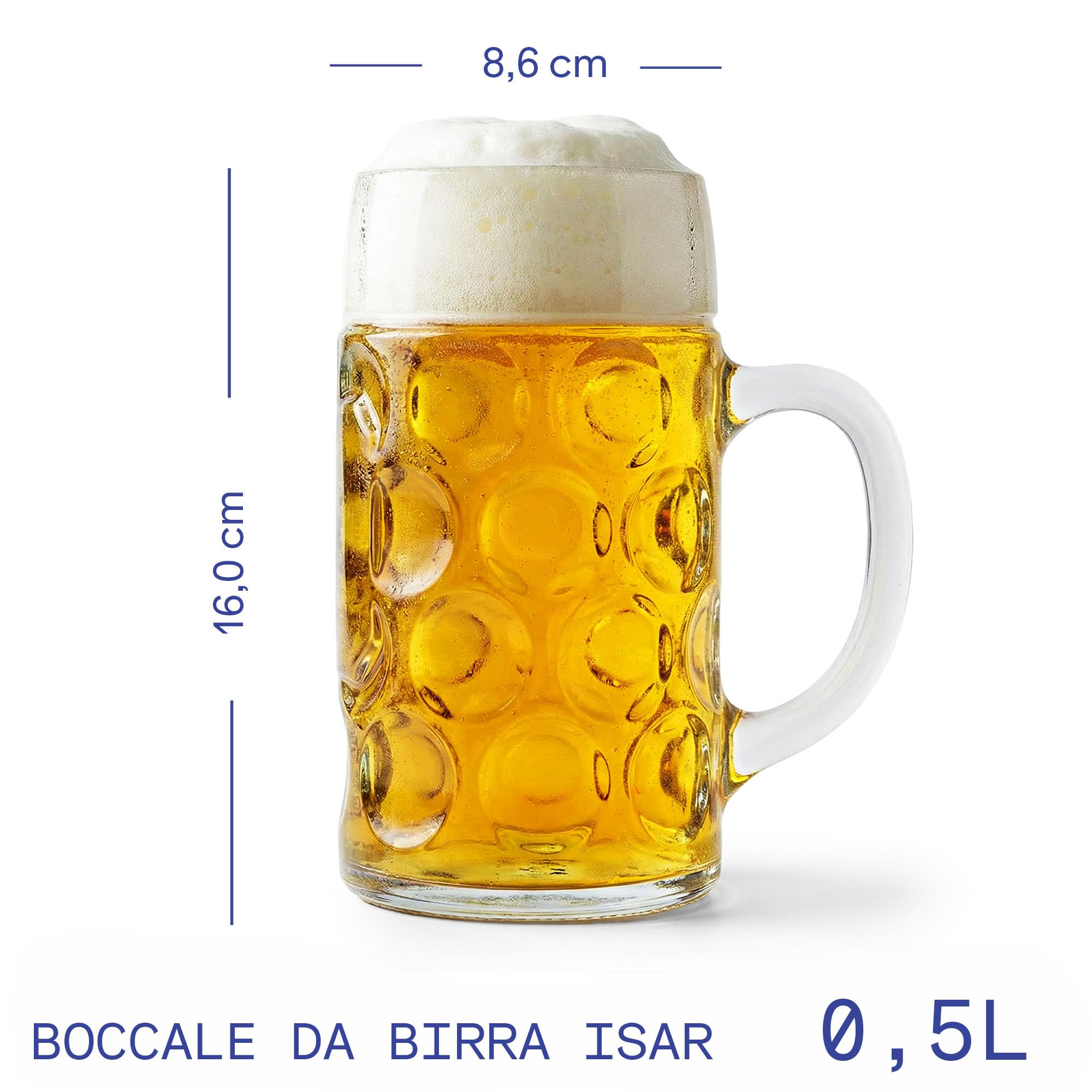 Stoelzle, boccale da birra tradizionale “Isar”, da 0,5 l, originale Oktoberfest, set da 6 pezzi, lavabile in lavastoviglie e di alta qualità