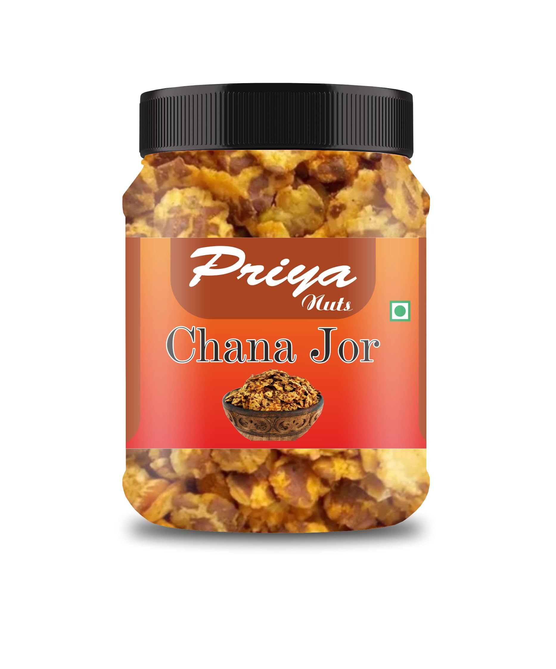 PRIYA NUTS Roasted Chana Jor | Crispy Chana Namkeen | High Protein, Gluten-Free Vegan Jain Snack | Sea Salt & Hing | No Palm Oil, No Added Sugar (400 Gram)