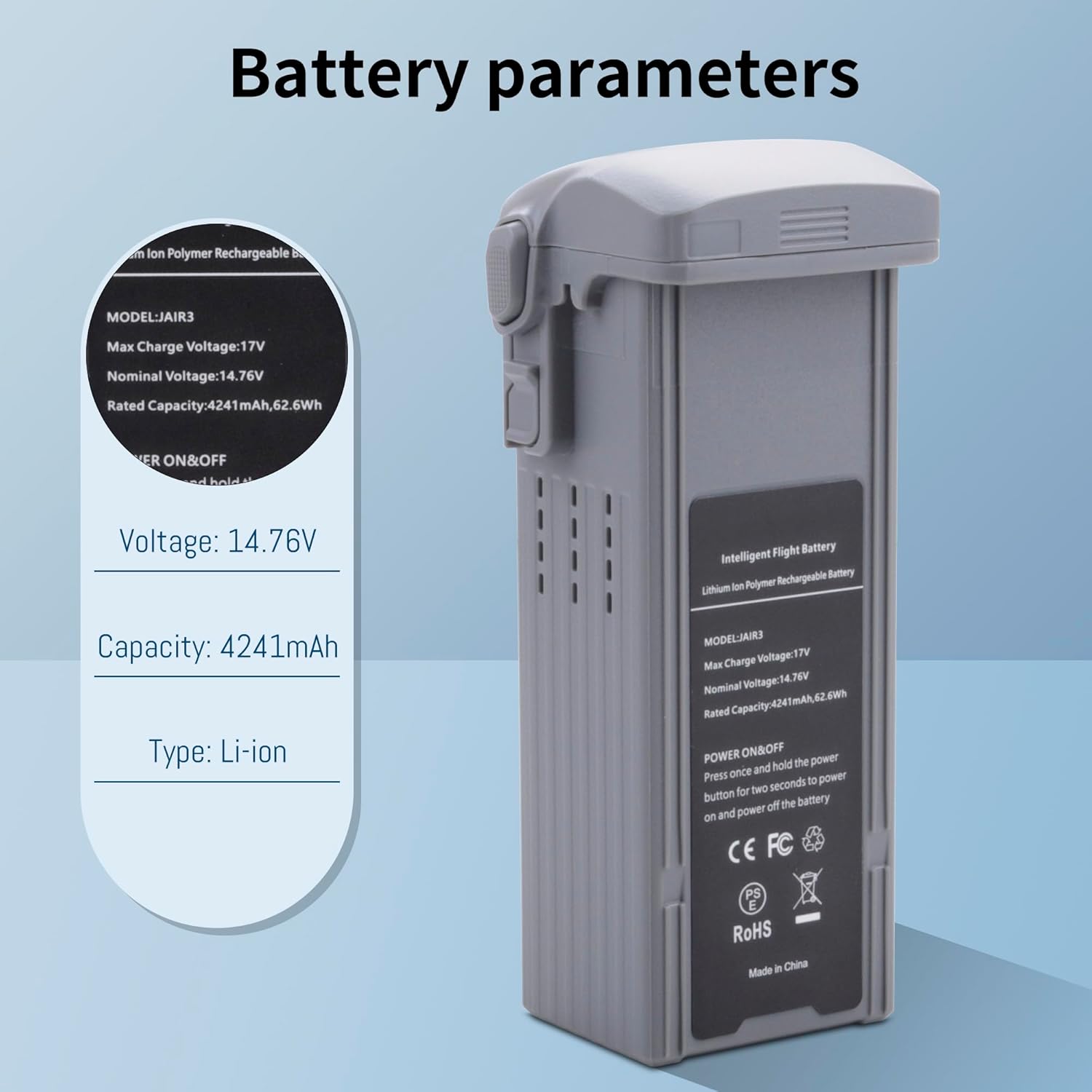 1-Pack for DJI Air 3 Intelligent Flight Replacement Battery, Compatible with DJI Air 3 and Air 3S Drone Series, Upgraded Rechargeable Battery with 4241mAh
