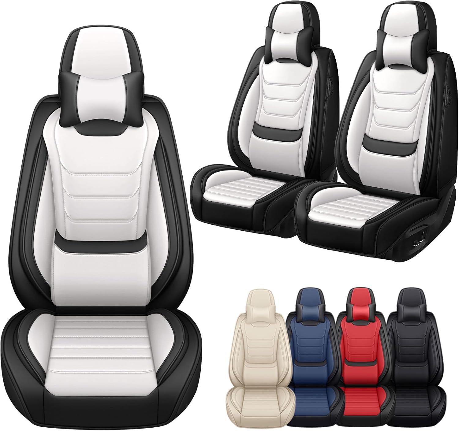 Seat Covers Fit for Chevrolet Corvette 2000-2025, Breathable & Anti-Slip Nappa Leather Seat Covers with 3D Side Wing Support, Quick-Drying, Airbag Compatible, 2 Seats, Black