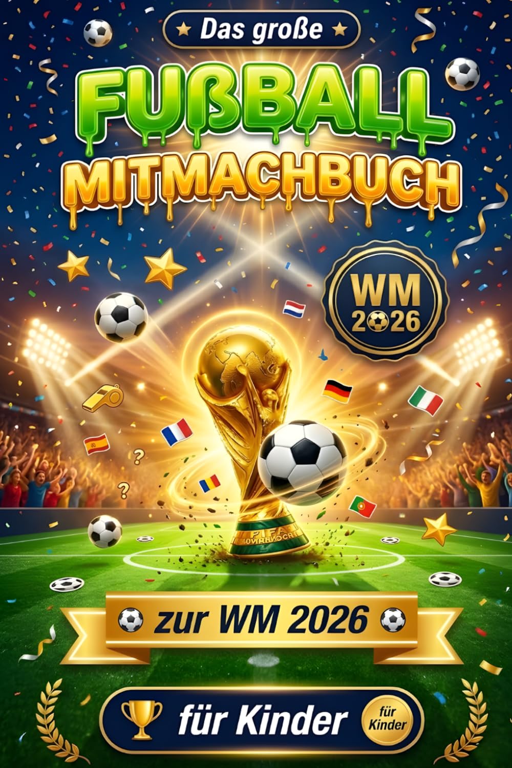 Das große Fußball-Mitmachbuch zur WM 2026 für Kinder: Rätsel, kreative Aufgaben und Fußballwissen rund um Teams, Spieler und ihre Trikots | Spiel und Spaß zur Weltmeisterschaft