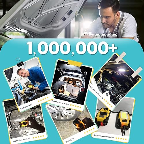 Vista 7 de WARSUN 2 luces LED de trabajo recargables portátiles magnéticas, 30 W, 1200 lúmenes, iluminación para sitio de trabajo para camping, reparación