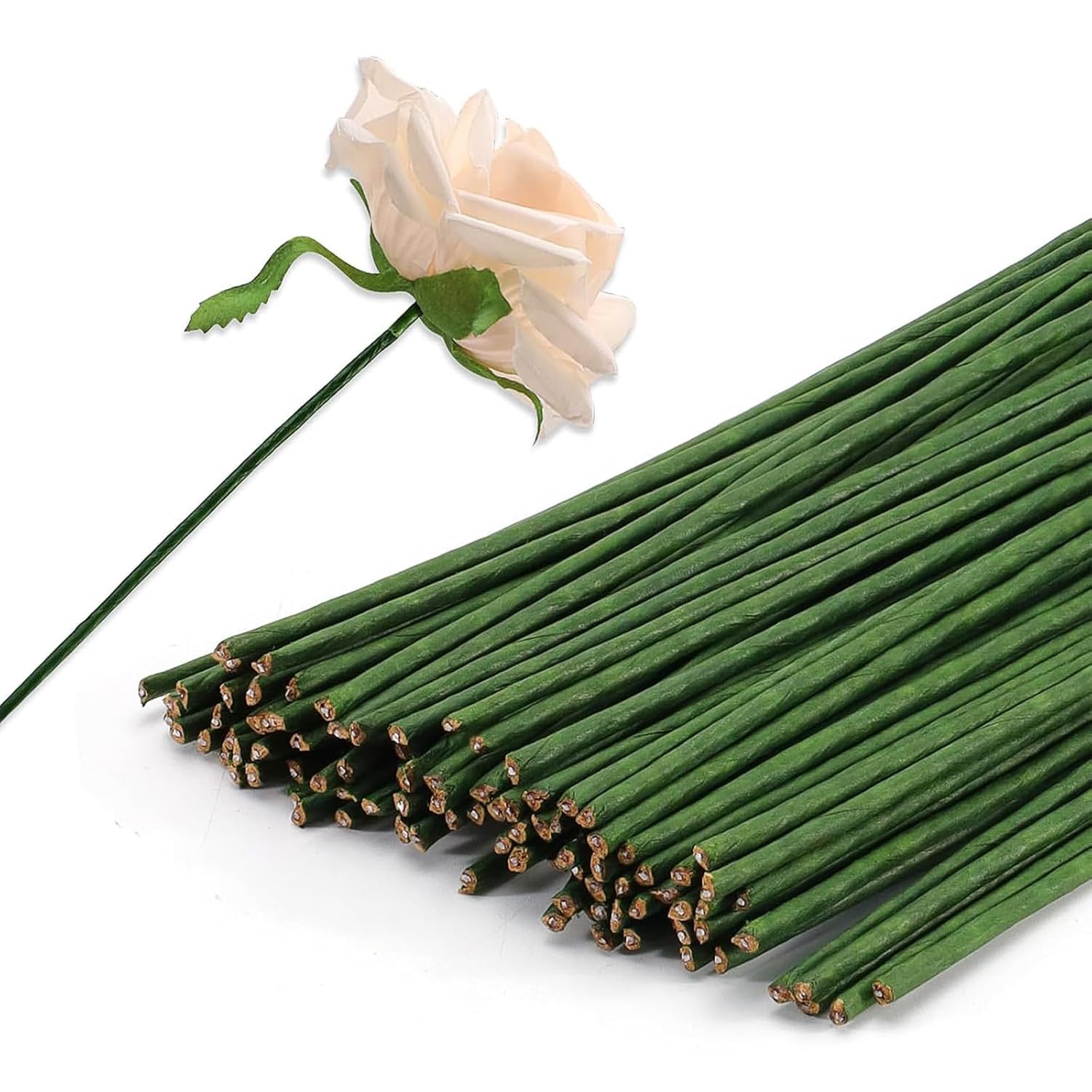 100 Pcs 18-Gauge Florist Wire - 2mm Thick Green Floral Stems, 30cm/11.8" Bendable Craft Steel Wire for Flower Arranging, DIY Bouquet Support