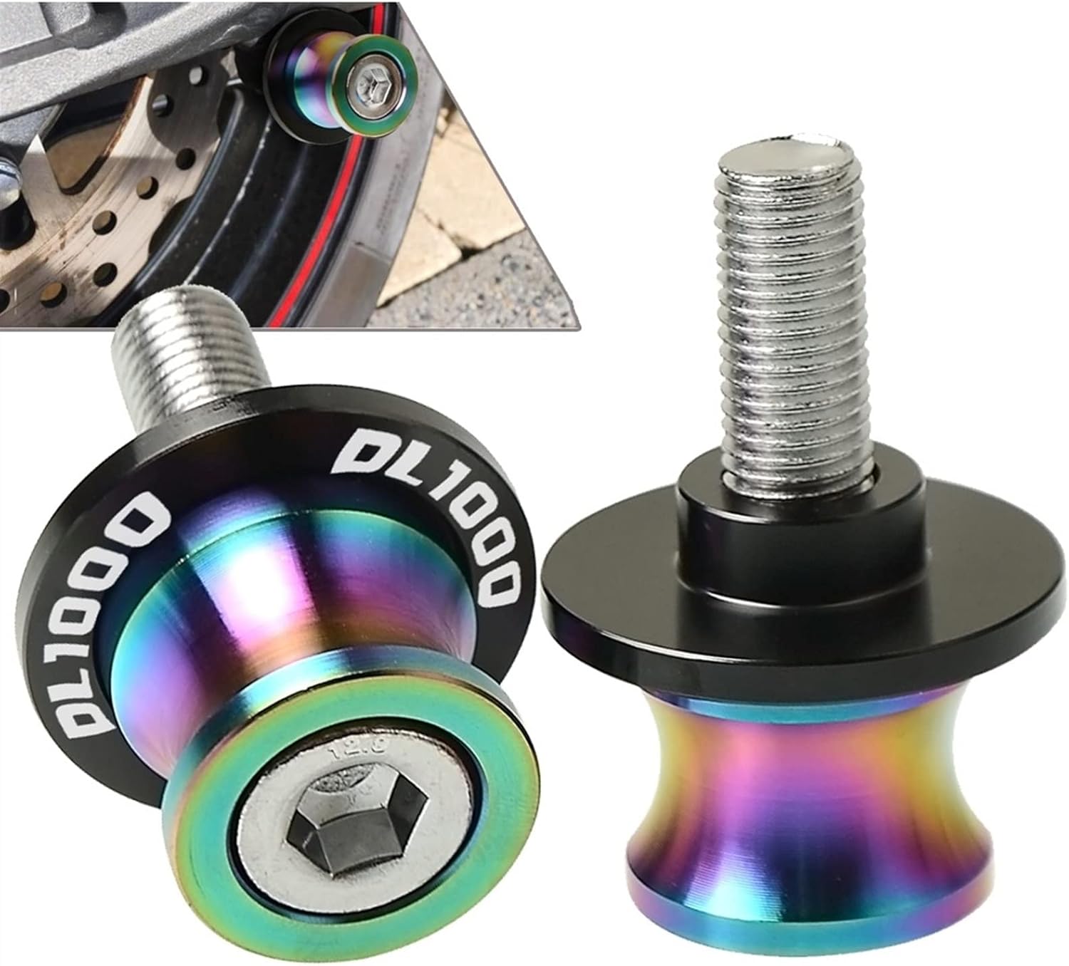 TOKAC Stand Screws M8 Swingarm Stand Screws CNC Motorcycle Swing Arm Spools Sliders Bobbins for Suzuki DL1000 V-Strom 2002-2016 2015 2014 2013 2012 for Everyone (Color : Colorful Blue)