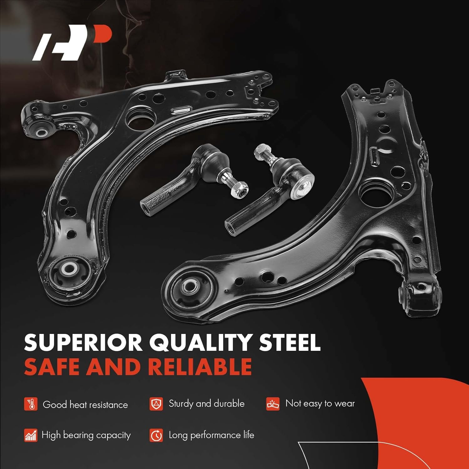 A-Premium Set of 6, Front Lower Control Arm, Lower Ball Joint, Outer Tie Rod End, Compatible with Volkswagen Jetta 1999-2006, Golf 1999-2005, Beetle 1998-2007