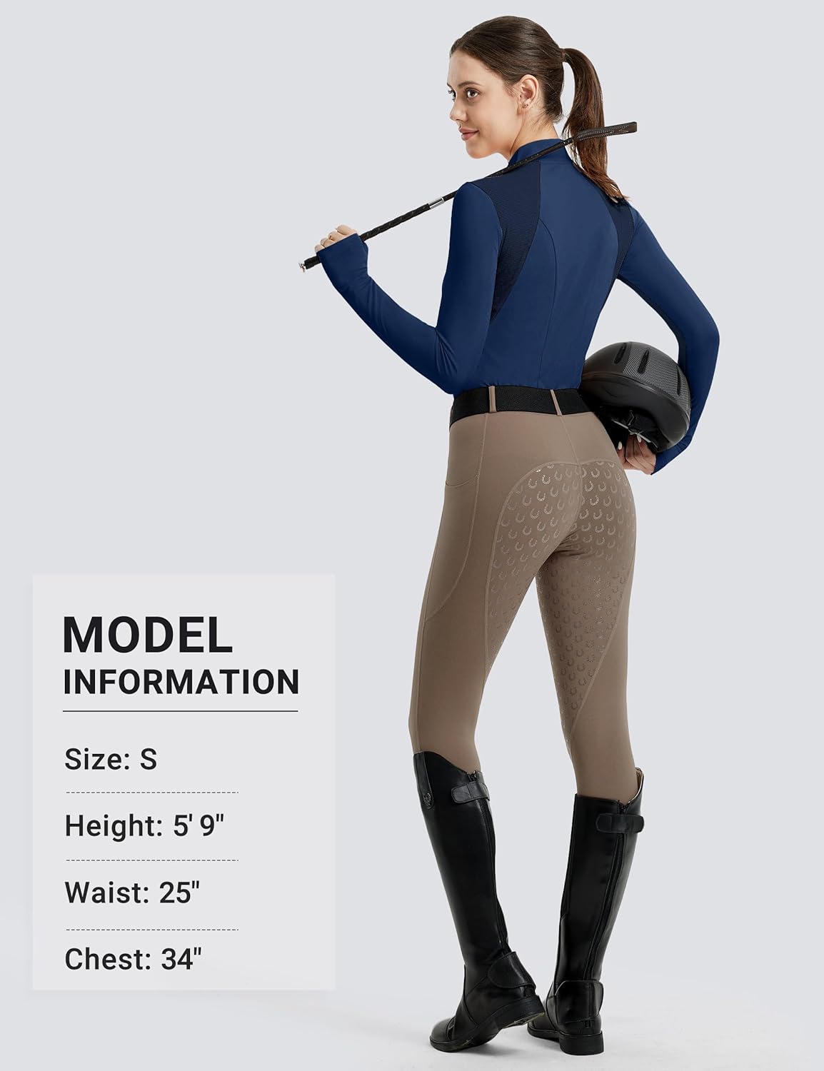 FitsT4 Sports Womens Equestrian Shirts Thumbholes Long Sleeve Horse Riding Shirts Quick Dry UPF50+ Riding Top Half Zip - Image 6