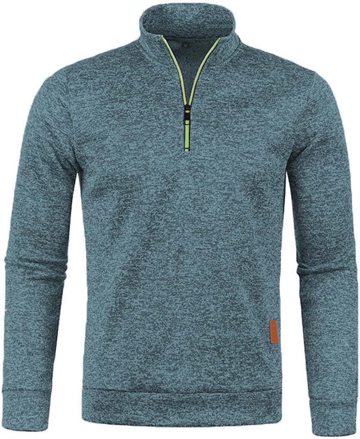 Mens Quarter Zip Pullover Sweaters Heathered Knit Tops | Stand Collar Sweaters, Contrast Zipper Trim, Ribbed Cuffs, Casual Fall Outerwear, Midweight Warm Layer