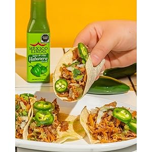 Mexico Lindo Green Habanero Hot Sauce Display, 5 fl oz, Pack of 2