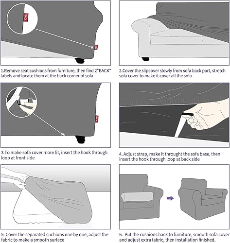 Miniatura 7 de ZNSAYOTX - Funda de terciopelo de lujo de 4 piezas psofá con 3 cojines, gruesa, suave, antideslizante, elastano, protector de muebles apto