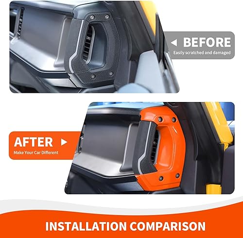 Miniatura 5 de Cubierta para manija lateral de consola central compatible con accesorios interiores Ford Bronco 2021-2023, naranja