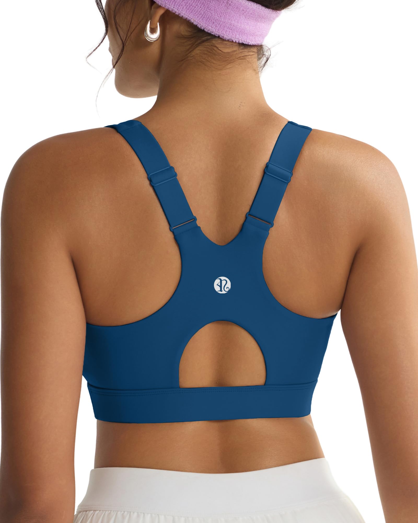 RUNNING GIRL Adjustable Straps High Impact Sports Bras with Sewn in Pads