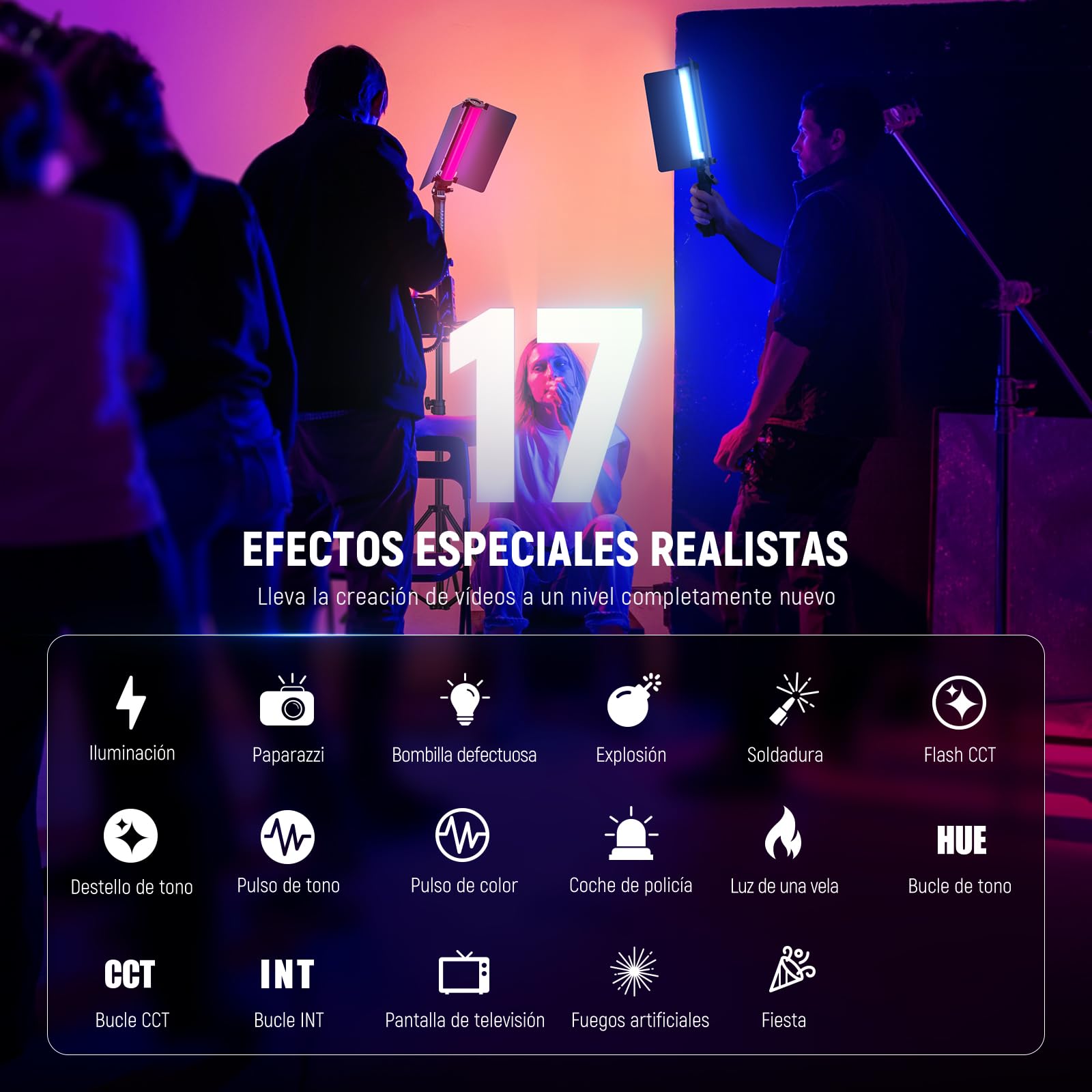 NEEWER RGB1 Tubo de Luz LED con Puerta, Handle, Barra Táctil/Control de Aplicación, Luz de Video RGB Magnética, 3200K-5600K CRI98+ Iluminación de Fotografía Regulable con 6400mAh Batería, 17 Escenas