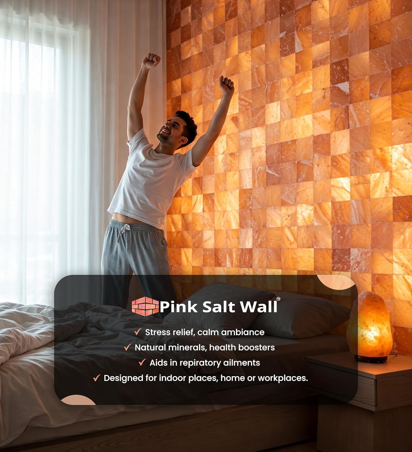 10 Pink Salt Brick Tiles Wholesale (8×4×1″) – DIY Pink Salt Brick Wall Kit for Spa, Sauna, Home & Office Décor – Himalayan Salt Bricks & Blocks Bundle