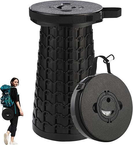 Taburete plegable resistente de 18 pulgadas, capacidad de 800 libras, taburete plegable portátil ligero de 2.6 libras para camping, viajes,