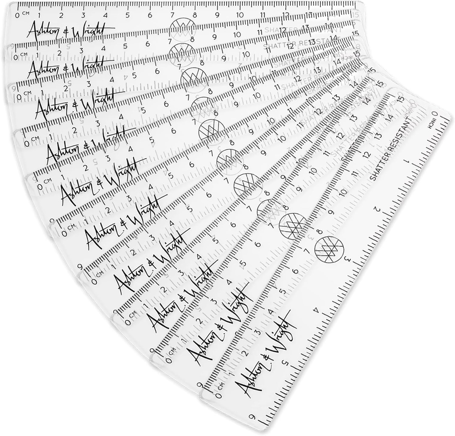 6 Inch / 15cm Transparent Rulers - Shatter Resistant - Pack of 12 - Clear