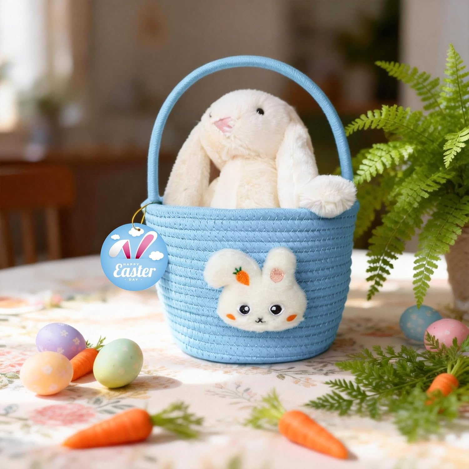 Easter Basket, Easter Baskets for Kids, Baby Easter Basket with Handle, Empty Bunny Egg Basket, Easter Baskets for Boys, Girls, Toddler, Babies, Infant Easter gifts basket Personalized