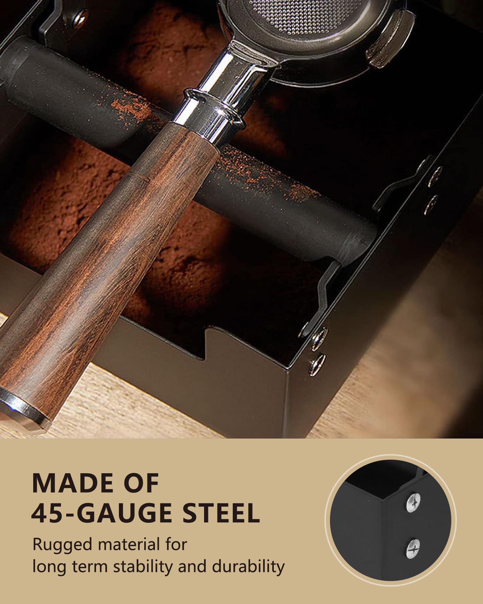 Coffee Knock Box – Scatola per caffè espresso, accessori per macchine da caffè, contenitore per fondi di caffè con barra rimovibile per un facile smaltimento del caffè macinato
