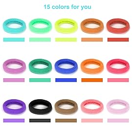 300PCS Kids Toddler Hair Ties for Girls, Cotton Baby Hair Ponytail Holders, Tiny Seamless Elastic Hair Bands, Enough Soft and No Damage, 15 Colors, by Qarwayoc